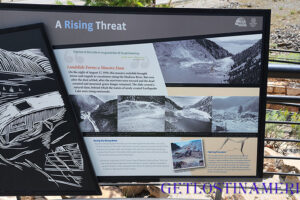 Landslide from Sheep Mountain creates a earthen dam across the Madison River. As the water backs up cabins, trailers and other structures float away and sink or left in the surrounding forest as water levels drop once the spillway is created.