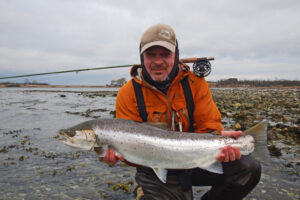 All Inclusive Denmark Fly Fishing Lodge Expedition, with Get Lost in America Sea trout fishing from the Danish flats, beautiful chrome