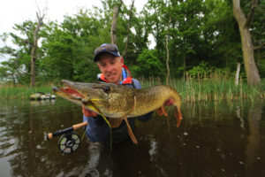 All Inclusive Denmark Fly Fishing Lodge, with Get Lost in America, beautiful pike caught on a fly