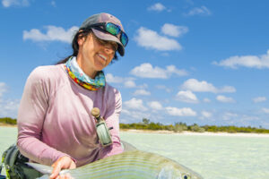 Bahamas Lost Key Lodge Fly Fishing Expeditions client with a beautiful bonefish on the flats