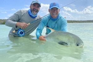 Bahamas Lost Key Lodge Fly Fishing Expeditions happy client with a nice permit caught on a fly