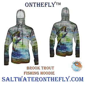 brook trout rising to a royal wulff fly on a graphic fishing hoodie
