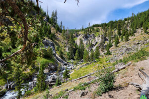 Last bend in the trail before the Mystic Falls comes into view in Yellowstone National Park