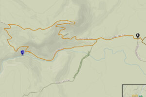 Close up of the map showing the loop hike to Mystic Falls and the junction for Summit Lake on the Continental Divide Trail