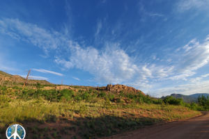 Drinking coffee and eating a breakfast burrito from the local bakery, idling along FS 211 Pike National Forest