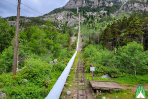 Looking up the pipeline towards Mystic lake. Pipeline bring water to the power generating station