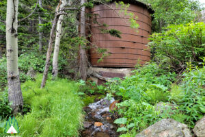 Old water storage tank on a small spring. Kind of cool looking.