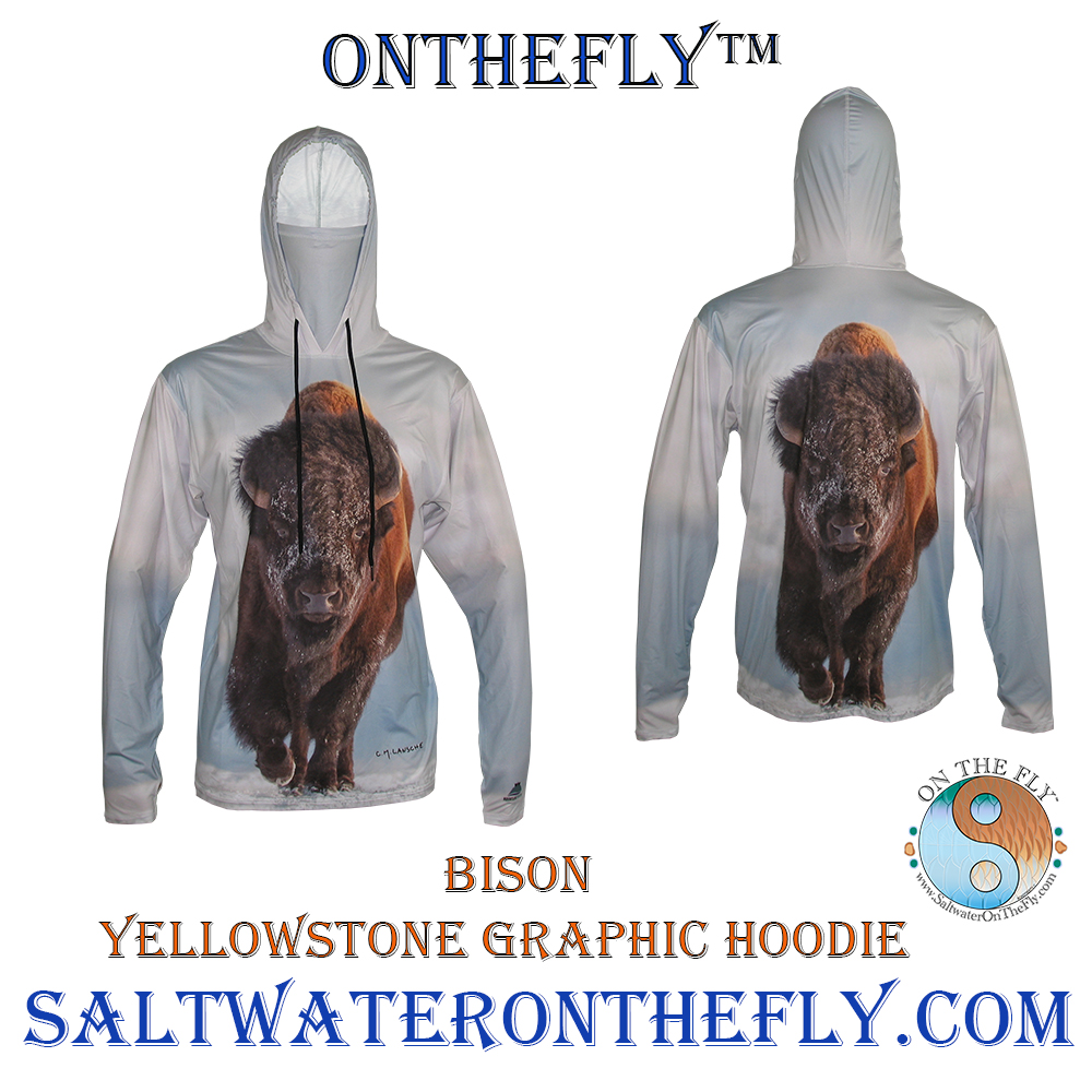 Yellowstone National Park Bison Graphic Hoodie, great outdoor apparel for hiking, flyfishing, backpacking, camping or out to dinner, anywhere you choose