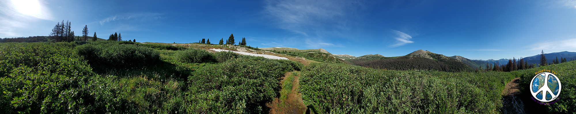 Panoramic view on the trail as I crest Williams Pass Colorado