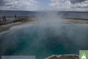 Beautiful Sapphire Blue Geyser on the West Thumb Yellowstone National Park Loop Trail along Yellowstone Lake