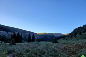 Looking back across the highway into the Collegiate Peaks Wilderness and up to Independence Pass Colorado