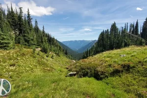 Looking back down a different drainage then I hiked up to Summerland Meadow