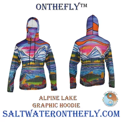 Alpine Lake Graphic Hoodie perfect sun protection for hiking, backpacking or fly fishing Mammoth Lakes region of California with Get Lost in America