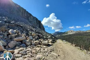 Looking to the east, on this day trail is closed to due rock fall and wash outs