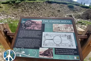 Plaque with image of engine house and some history of it