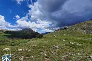 In the saddle, Mount Poor in the distance