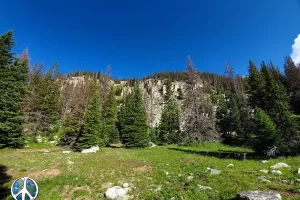 Got to this small meadow as the sun was reaching it. Stay a good 45 minutes drying socks and leggings. I hiked this hike in Merrell best hiking sandal design ever created. The original Chop Rock, I did 1700 trail miles in they carrying a minim of 45 pounds in a pack. Several 14ers were in those miles Get Lost In America