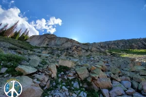 Looking up at the cliffs as I enter the Palisades. If you have the time doing the Continental Divide Trail the extra 9 plus miles is worth the hike,