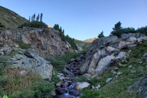 Fryingpan has carved a small gorge through the rock on its way down