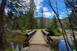 Crossed the Colorado River looking back over the bridge with Get Lost in America in Rocky Mountain National Park