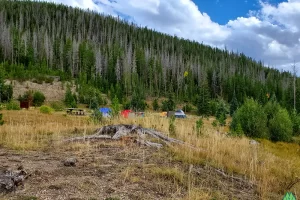 Hanging around camp, camper watching with a camera, books and a jet boil.