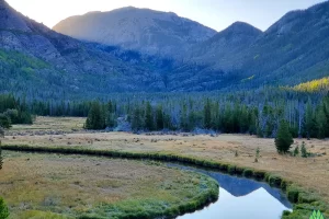 East Inlet Creek meanders through the valley with wide bends offering opportunities for waiting trout