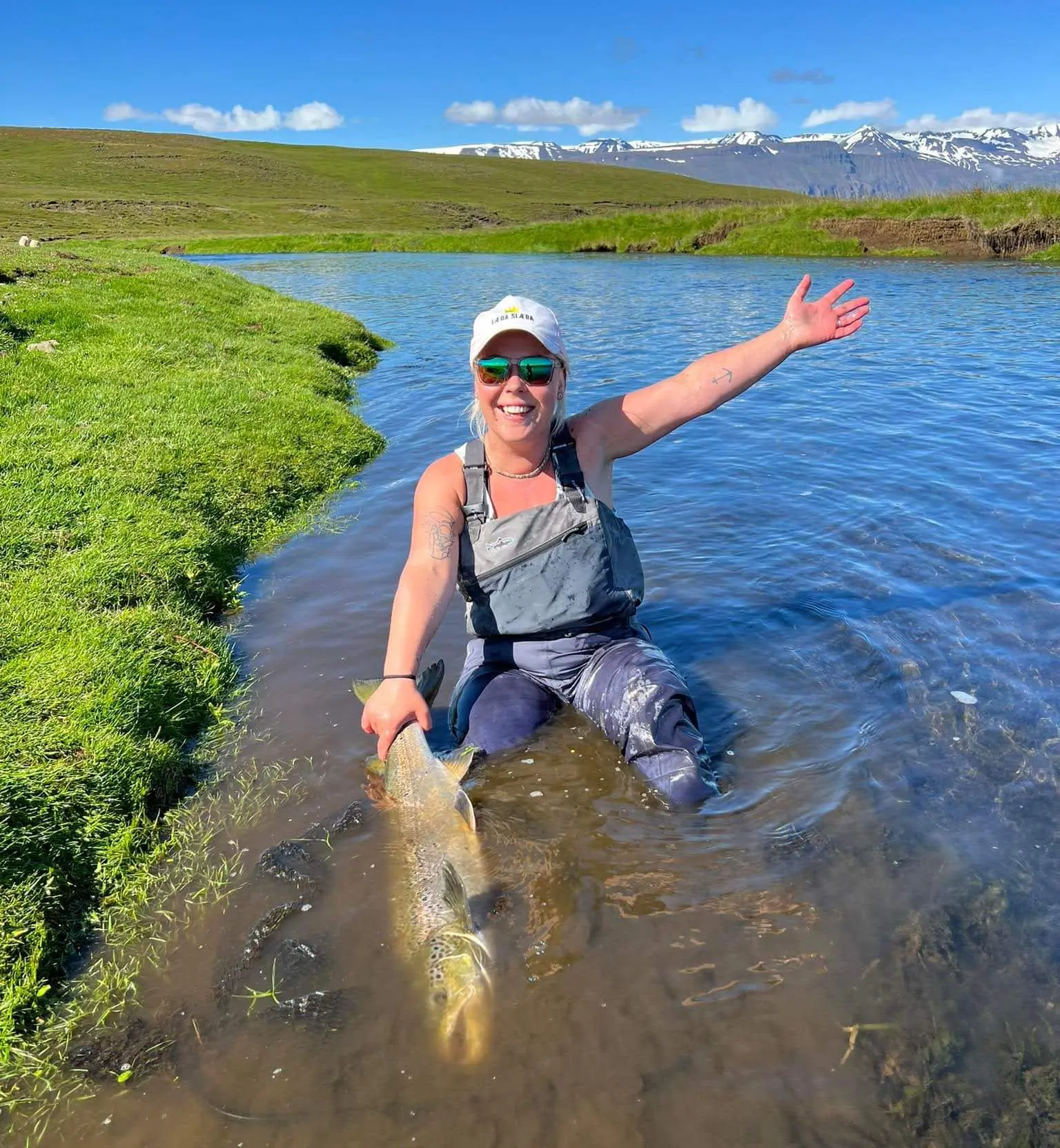 Beautiful views and beautiful trout and salmon fly fishing Iceland with Get Lost in America