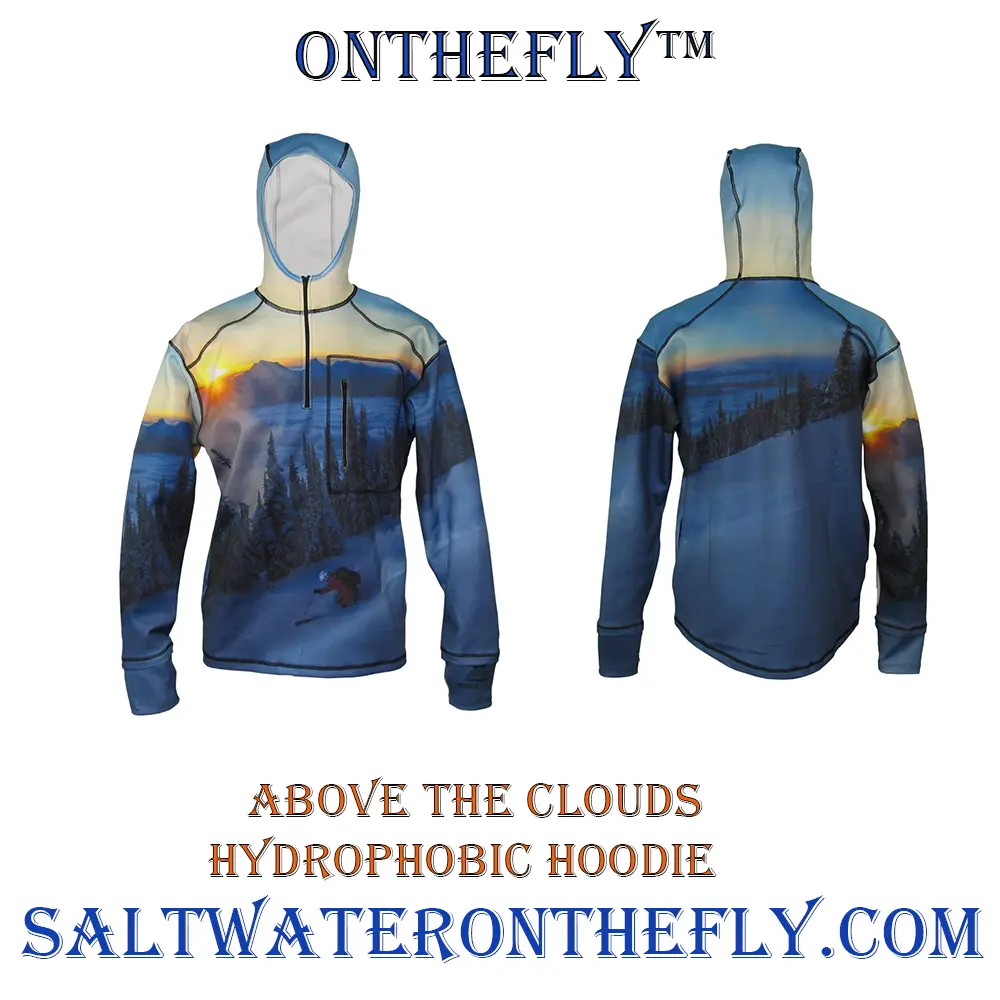 While exploring Alaska Ghost Towns and Back country and History wear a hydrophobic graphic hoodie with a upf-50 sun protection saltwater on the fly