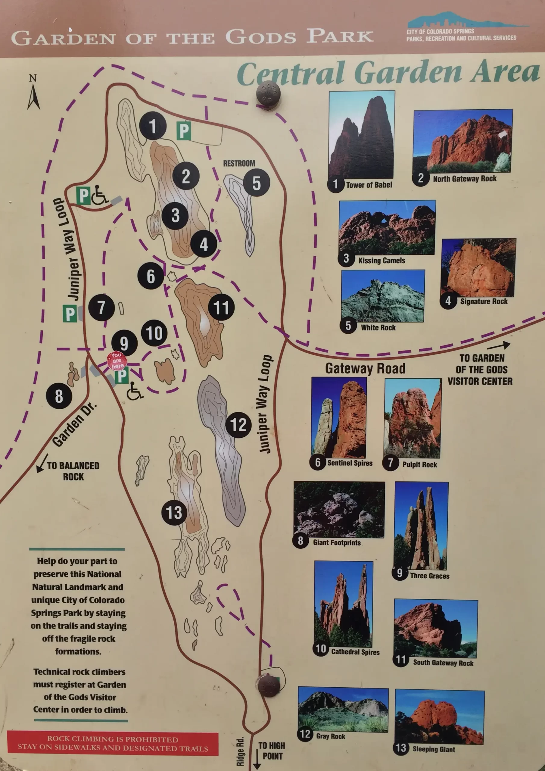 Trailhead sign trail map