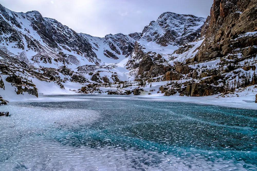 Snowshoeing Rocky Mountain National Park, Sky Pond