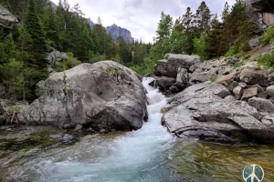 Cascading water on West Rosebud Creek Montana. Get Lost in America