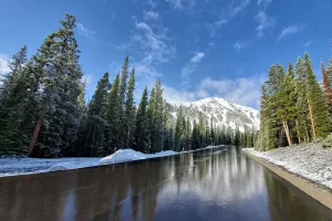 Road almost looks like a river of ice, except it too warm. Beautiful all the same. Get Lost in America on Cottonwood Pass