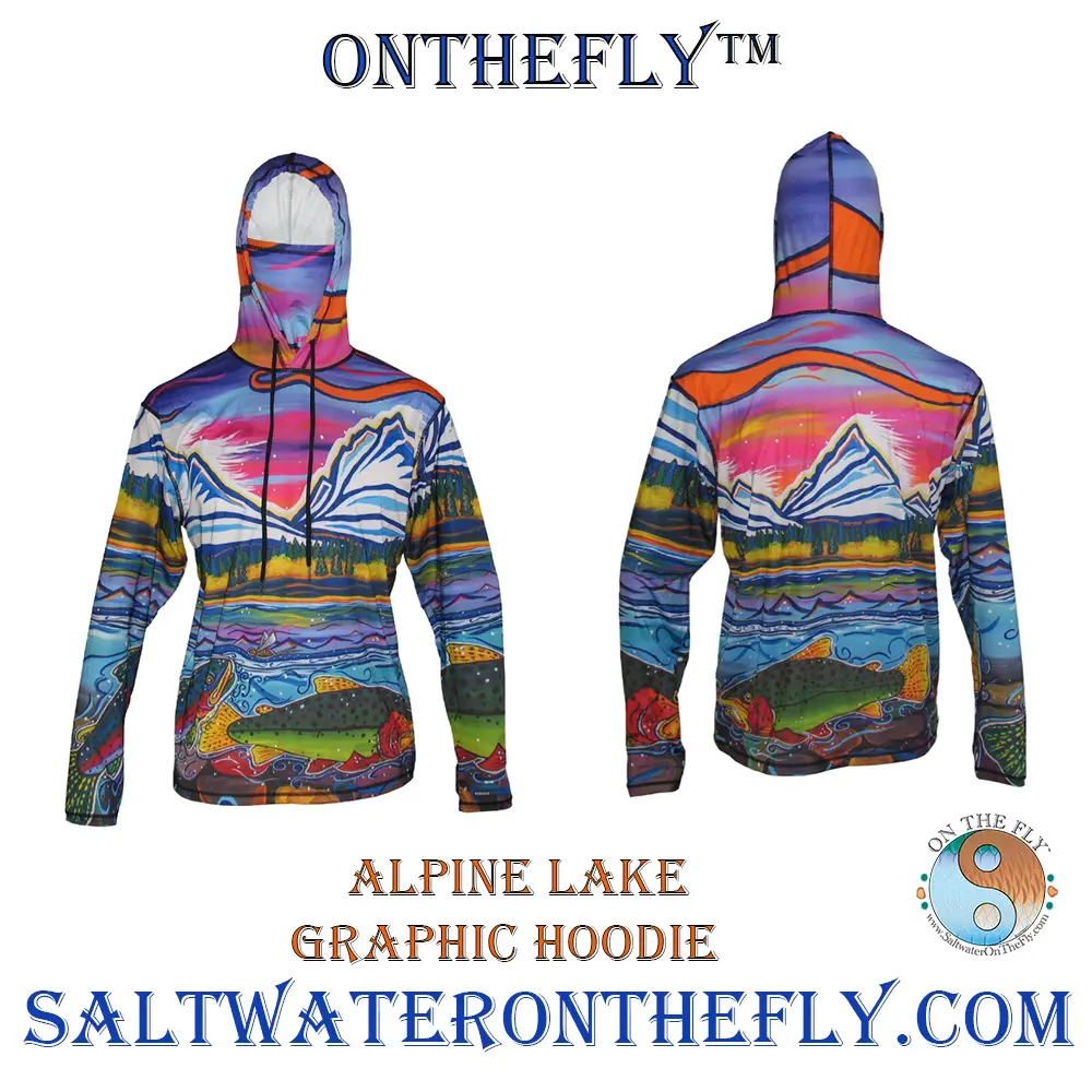 Hiking graphic hoodie Alpine Lake is a UPF-50 sun protection 