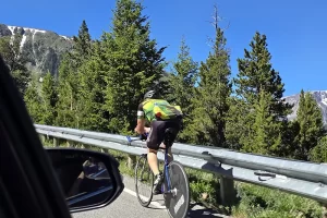 While crossing the Beartooth Pass in Montana watch for the many cyclist on the pass rood. Get Lost in America