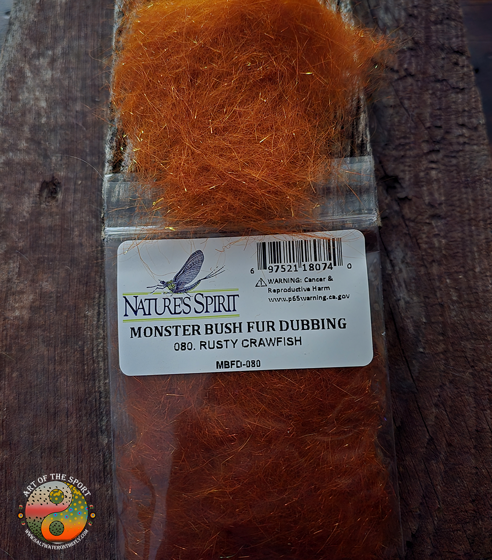 Rusty Crawfish Monster Bush Fur for tying leeches, make brushes for baitfish and other fly fishing patterns.