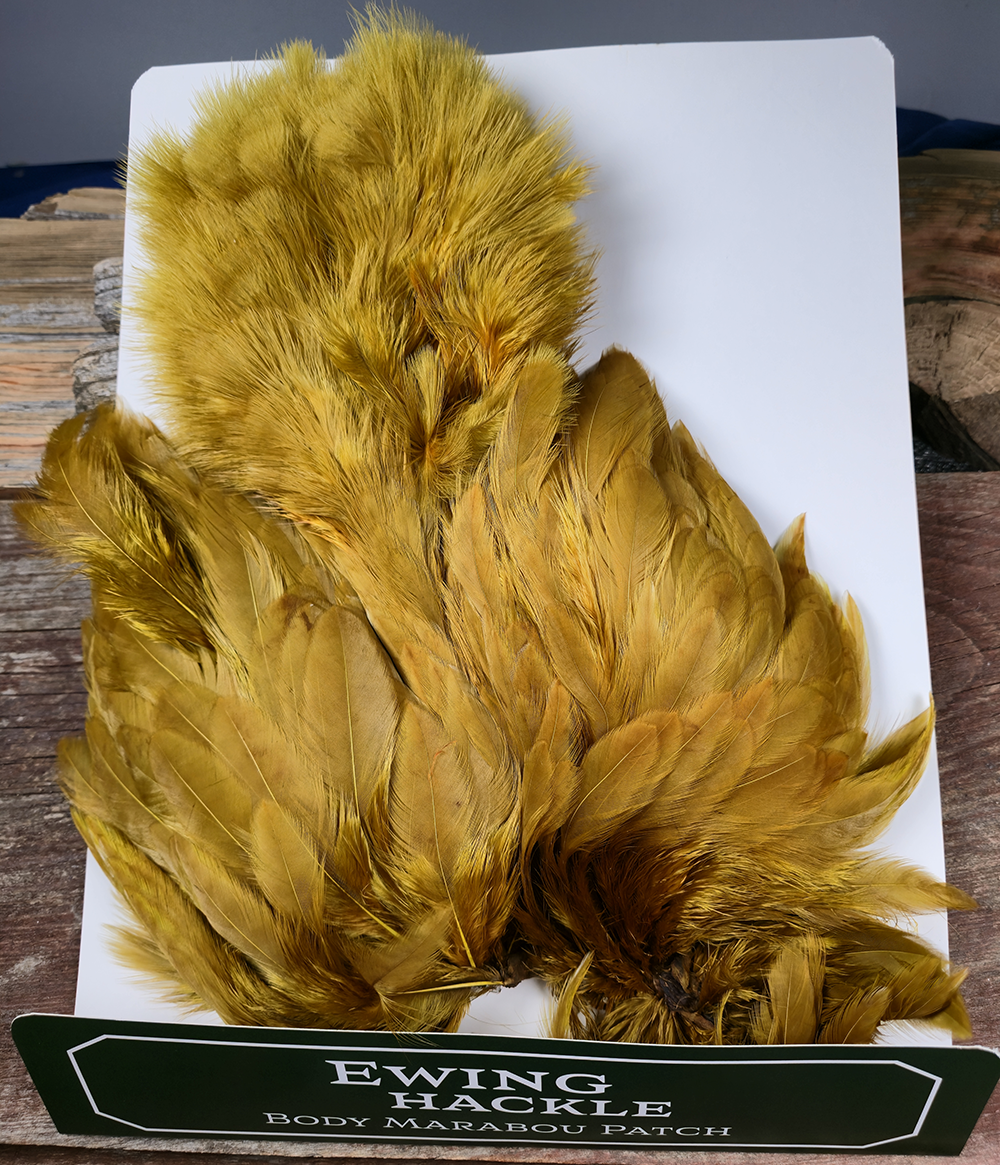 Golden Olive Marabou Body Patch, Ewing Hackle